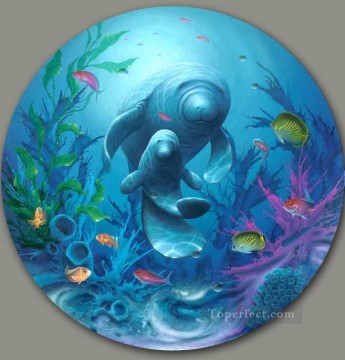 Amor de madre bajo el mar Pinturas al óleo